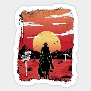 Lone Rider at Sunset Sticker